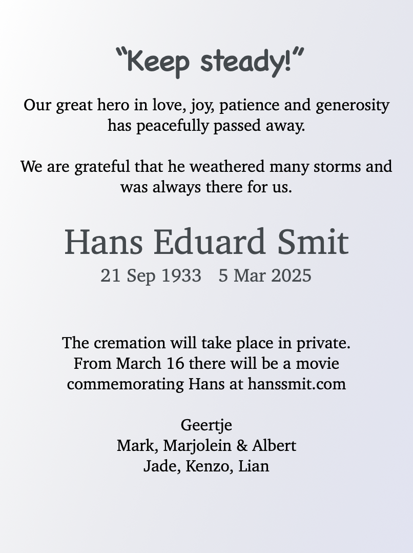 Obituary Card Right (English)